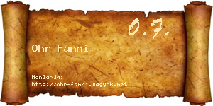 Ohr Fanni névjegykártya